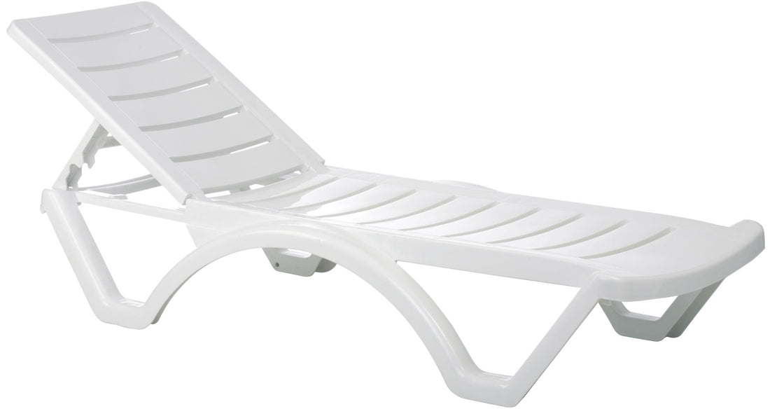 Set van 4 Tuinligbedden - Lounger - Verstelbare Rugleuning - Weer- en UV-bestendig Kleur wit