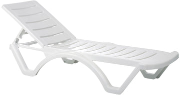 Set van 4 Tuinligbedden - Lounger - Verstelbare Rugleuning - Weer- en UV-bestendig Kleur wit