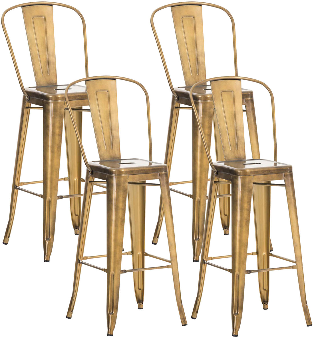 4-delige set Barkrukken - Stoel - Ergonomisch ontwerp, onderhoudsvriendelijk oppervlak Kleur goud