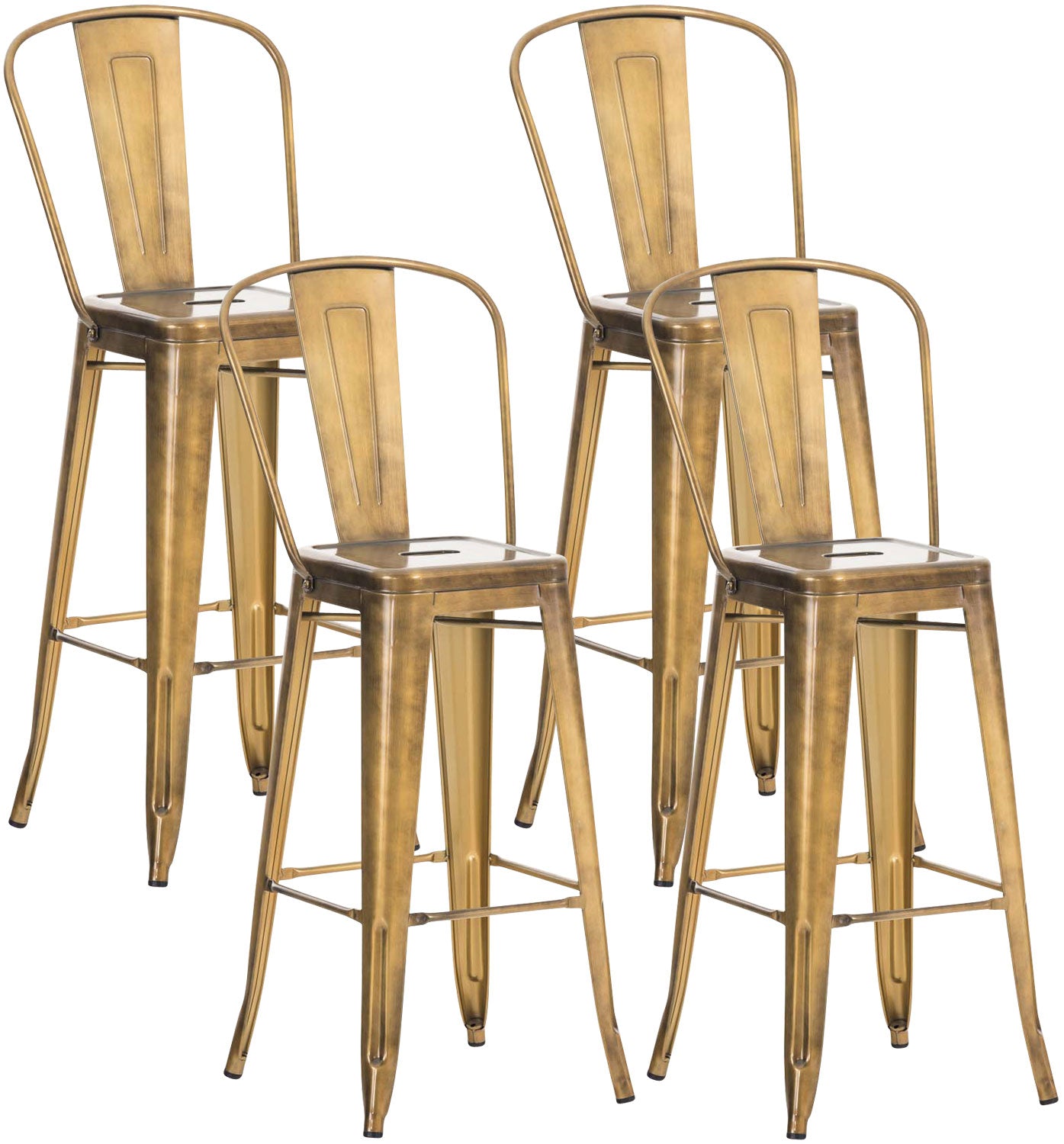 4-delige set Barkrukken - Stoel - Ergonomisch ontwerp, onderhoudsvriendelijk oppervlak Kleur goud