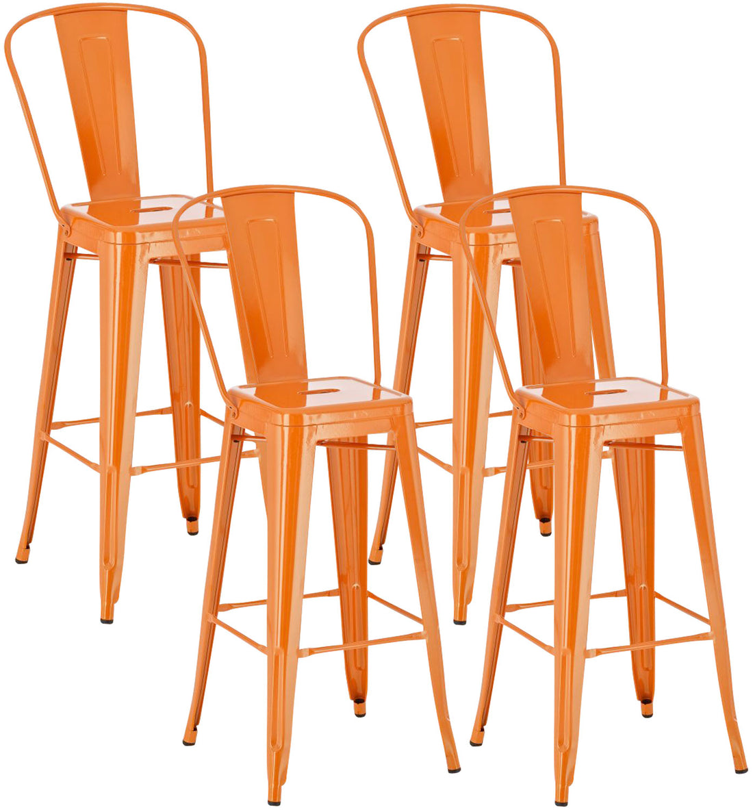 4-delige Set Barkrukken - Hoge Stoelen - Onderhoudsvriendelijk Gelakt Oppervlak Kleur oranje