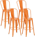 4-delige Set Barkrukken - Hoge Stoelen - Onderhoudsvriendelijk Gelakt Oppervlak Kleur oranje
