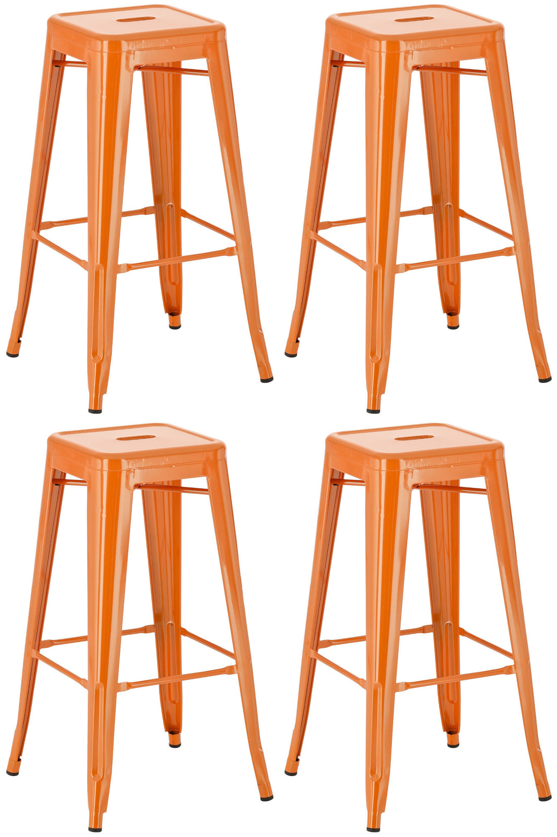 Set van 4 Barkrukken - Metalen Stoelen - Stapelbaar en Onderhoudsvriendelijk Design Kleur oranje