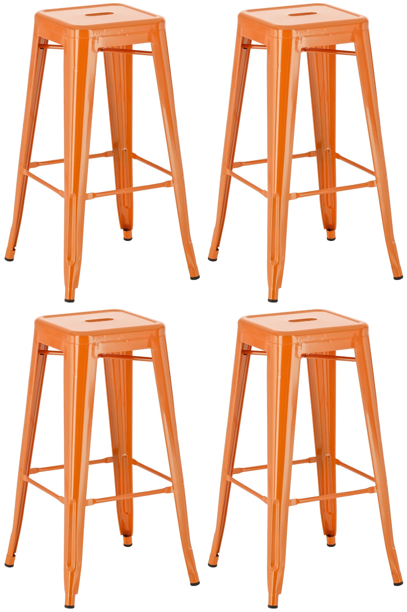 Set van 4 Barkrukken - Metalen Stoelen - Stapelbaar en Onderhoudsvriendelijk Design Kleur oranje