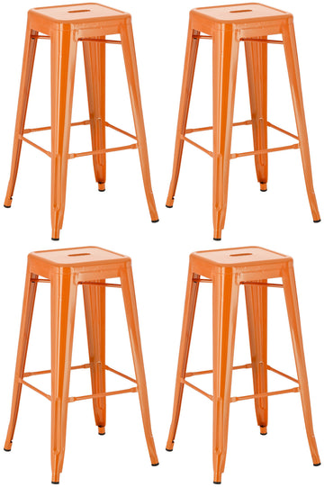 Set van 4 Barkrukken - Metalen Stoelen - Stapelbaar en Onderhoudsvriendelijk Design Kleur oranje