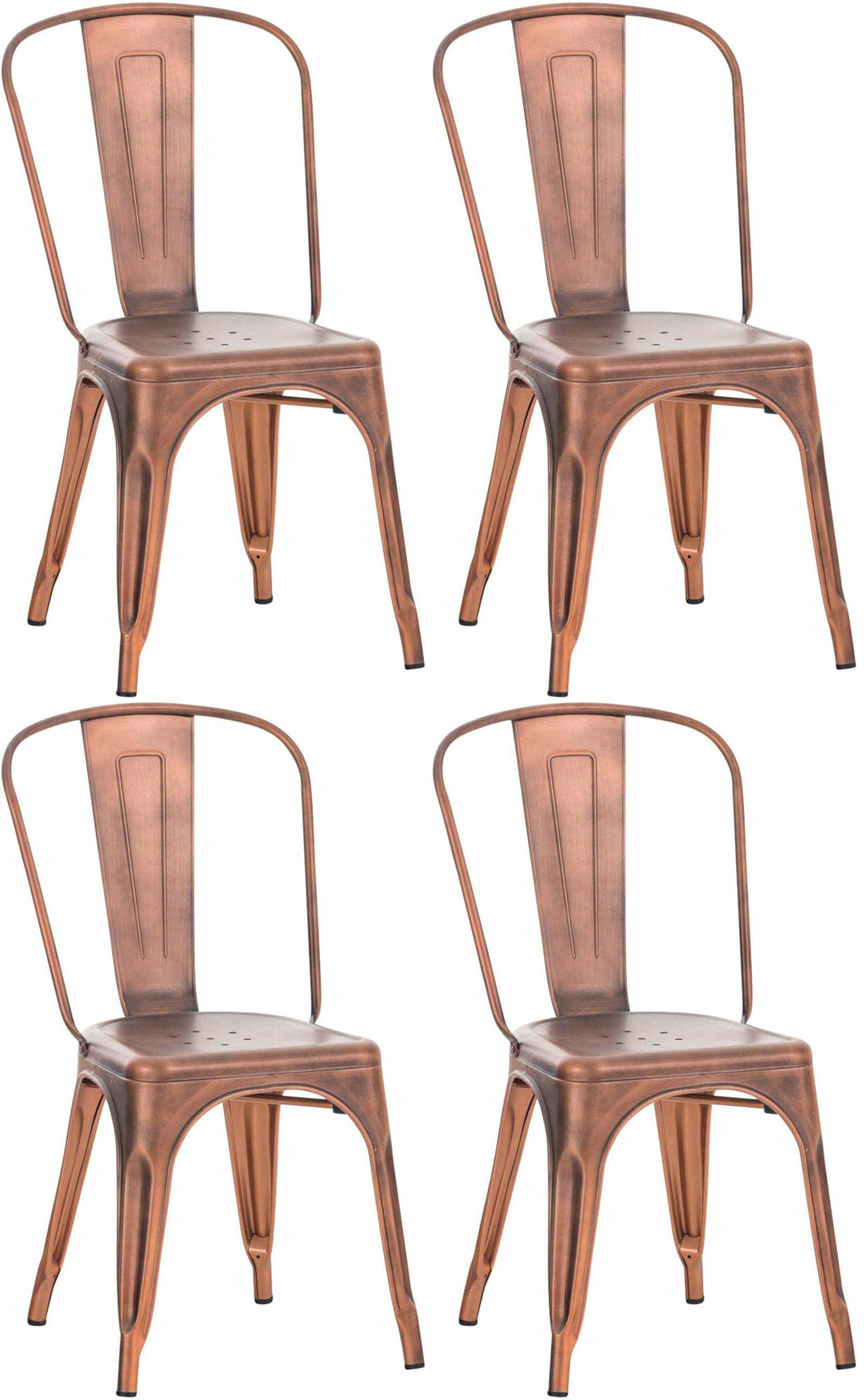 4-delige Set Metalen Stoelen - Stapelbare Eetkamerstoelen - Industrieel Design Kleur koper