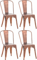 4-delige Set Metalen Stoelen - Stapelbare Eetkamerstoelen - Industrieel Design Kleur koper
