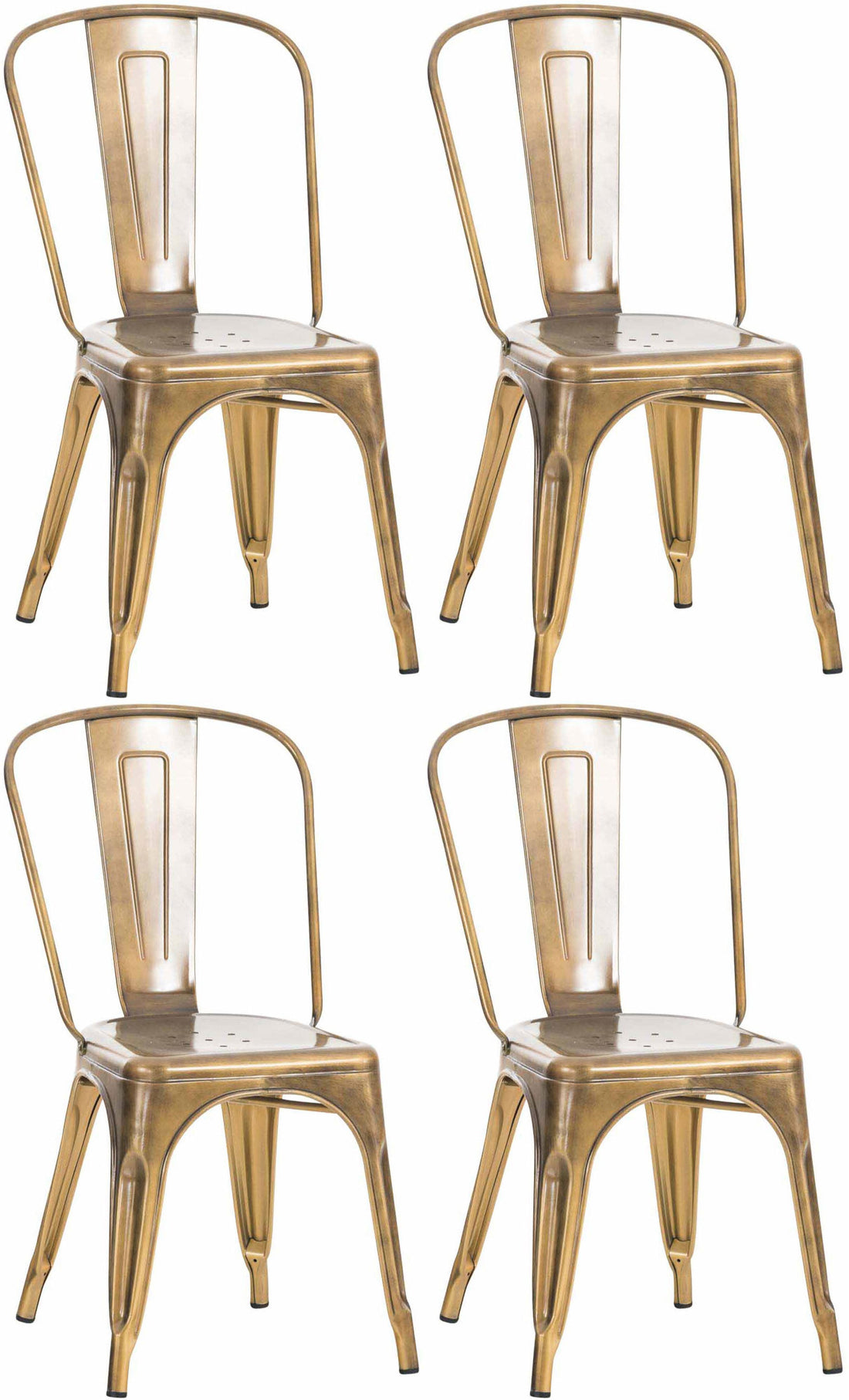 4-delige Set Metalen Stoelen - Stapelbare Eetkamerstoelen - Industrieel Design Kleur koper