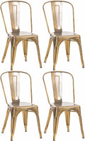 4-delige Set Metalen Stoelen - Stapelbare Eetkamerstoelen - Industrieel Design Kleur goud