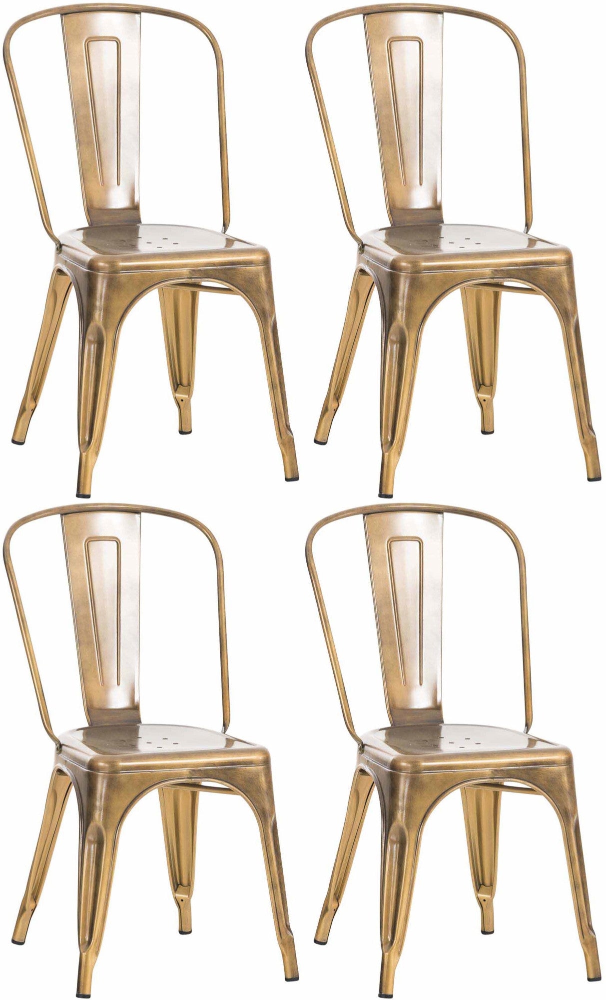 4-delige Set Metalen Stoelen - Stapelbare Eetkamerstoelen - Industrieel Design Kleur goud