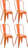 Set van 4 Metalen Stoelen - Industriële Eetkamerstoelen - Ruimtebesparend Stapelbaar Design Kleur oranje