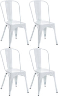 4-delige Set Metalen Stoelen - Stapelbare Eetkamerstoelen - Industrieel Design Kleur wit