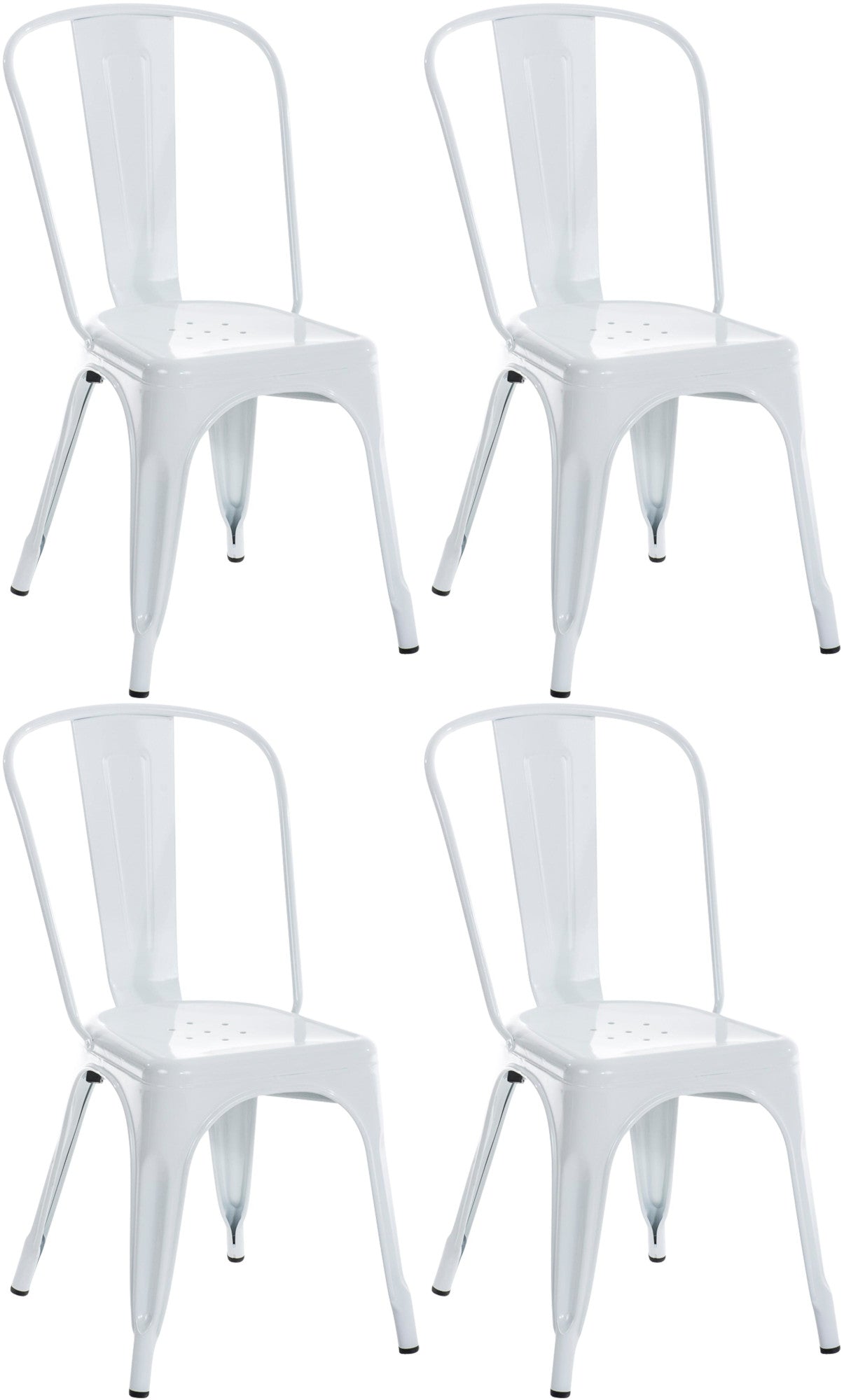 4-delige Set Metalen Stoelen - Stapelbare Eetkamerstoelen - Industrieel Design Kleur wit