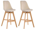 2-delige Set Barstoelen - Krukken - Fluweel, Ultiem Zitcomfort Kleur crème Onderstel Kleur natuur