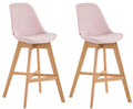 2-delige Set Barstoelen - Krukken - Fluweel, Ultiem Zitcomfort Kleur roze Onderstel Kleur natuur
