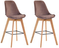 2-delige set Fluwelen Barkrukken - Barstoelen - Comfortabele Zitervaring Kleur bruin