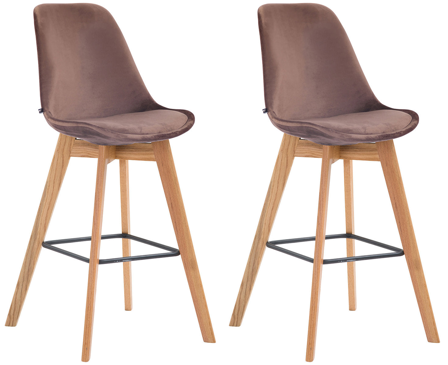 2-delige set Fluwelen Barkrukken - Barstoelen - Comfortabele Zitervaring Kleur bruin