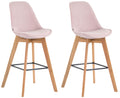 2-delige Set Barkrukken Velvet - Fluwelen Stof - Comfortabele Voetensteun Kleur roze Onderstel Kleur natuur