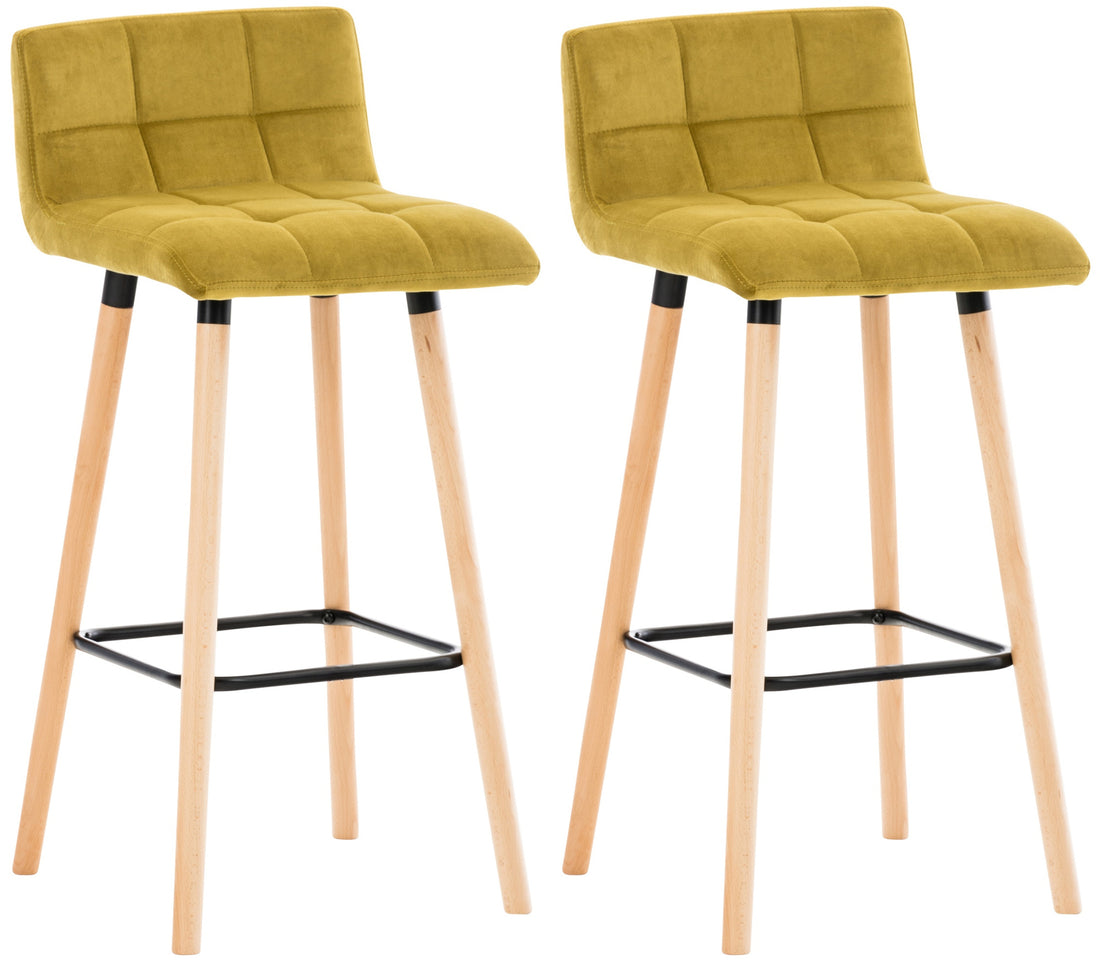 2-delige Set Barkrukken - Fluwelen Barstoelen - Optimaal Comfort Kleur geel