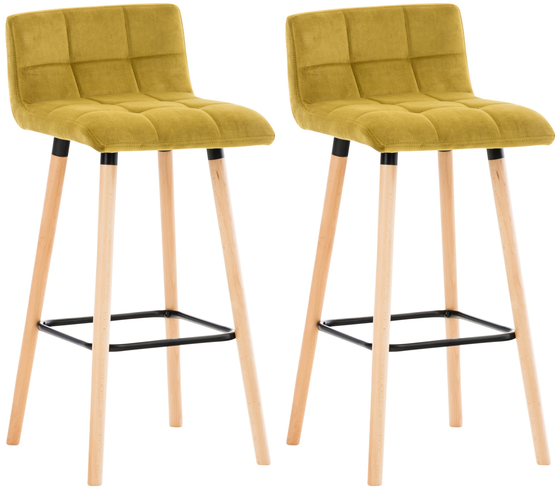 2-delige Set Barkrukken - Fluwelen Barstoelen - Optimaal Comfort Kleur geel