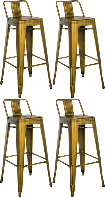 Klassieke Robuuste Barkruk - Stabiele Kruk - Comfortabele Voetsteun Kleur goud