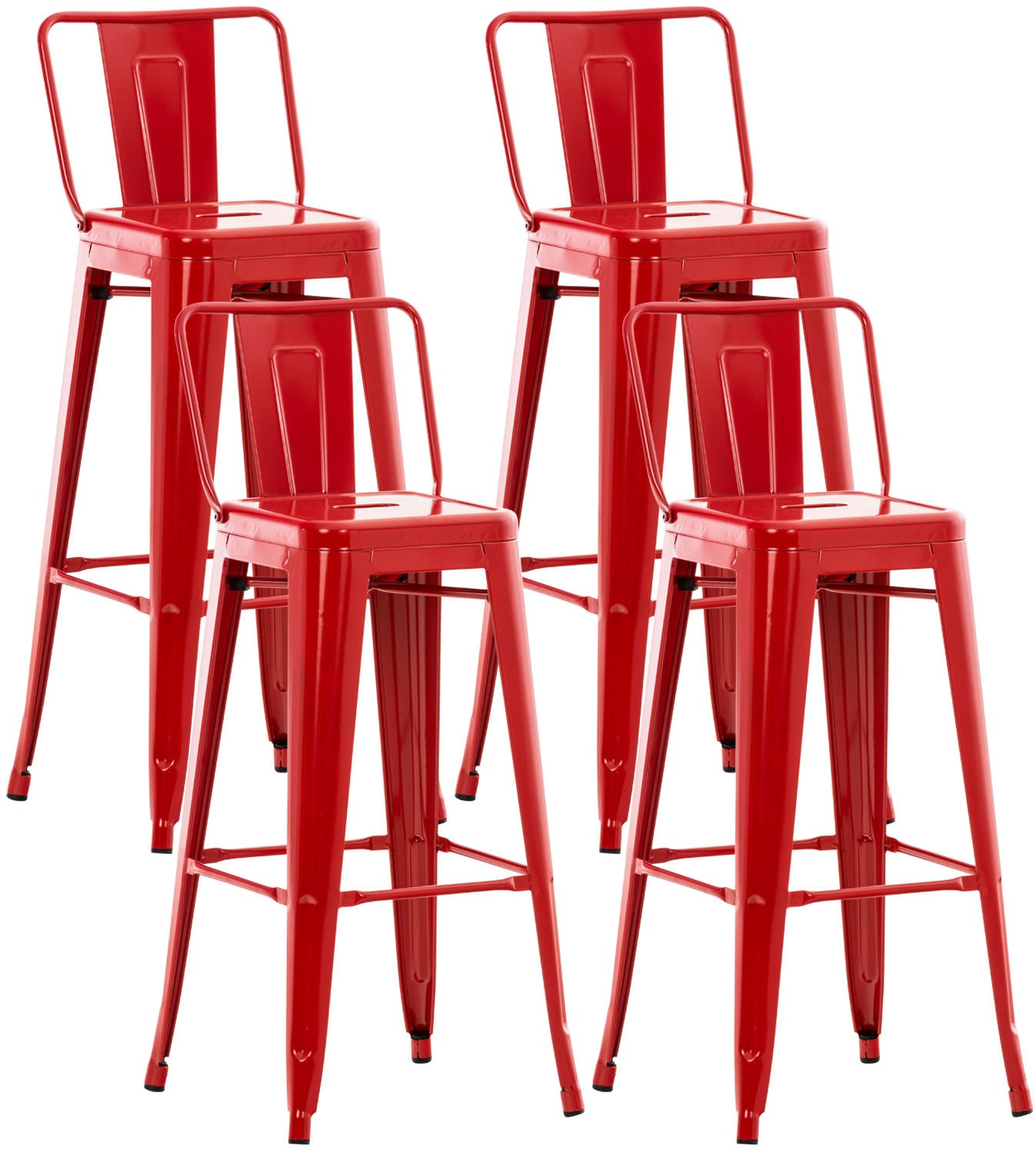 Klassieke Robuuste Barkruk - Stabiele Kruk - Comfortabele Voetsteun Kleur rood