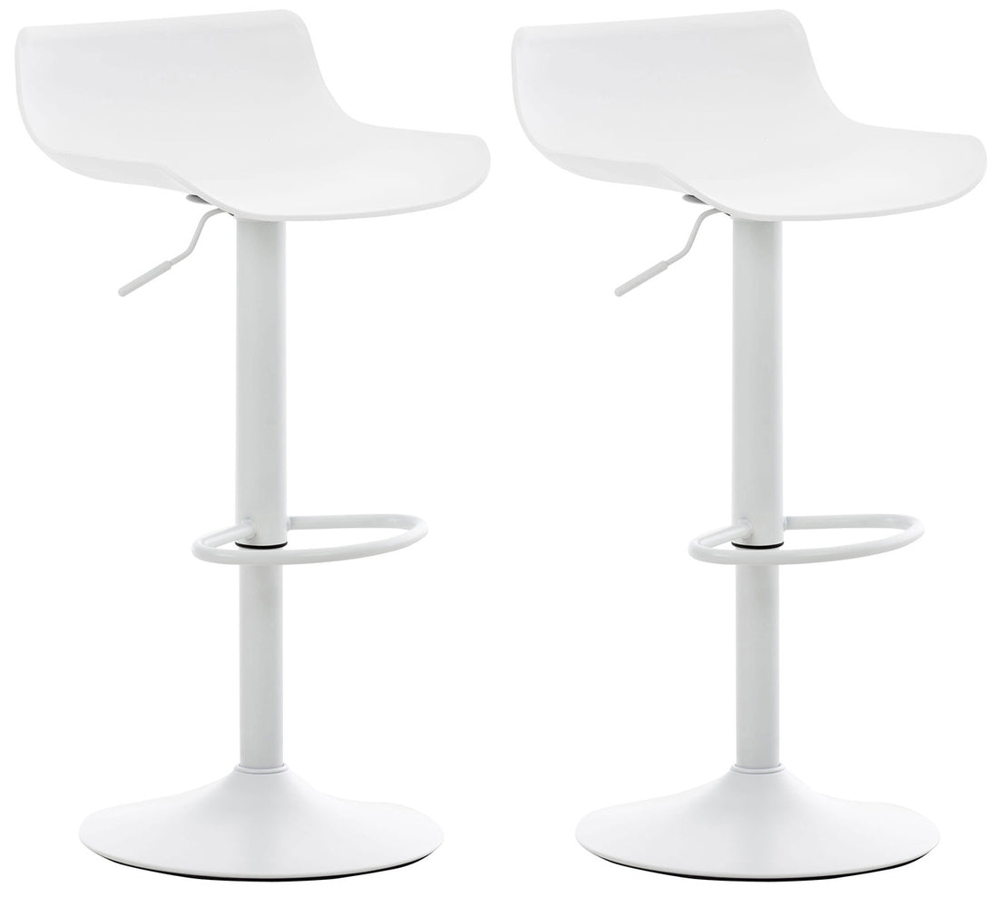 2-delige Set Ergonomische Barkrukken - In Hoogte Verstelbaar - Kunststof Zitschaal Kleur wit