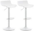 2-delige Set Ergonomische Barkrukken - In Hoogte Verstelbaar - Kunststof Zitschaal Kleur wit