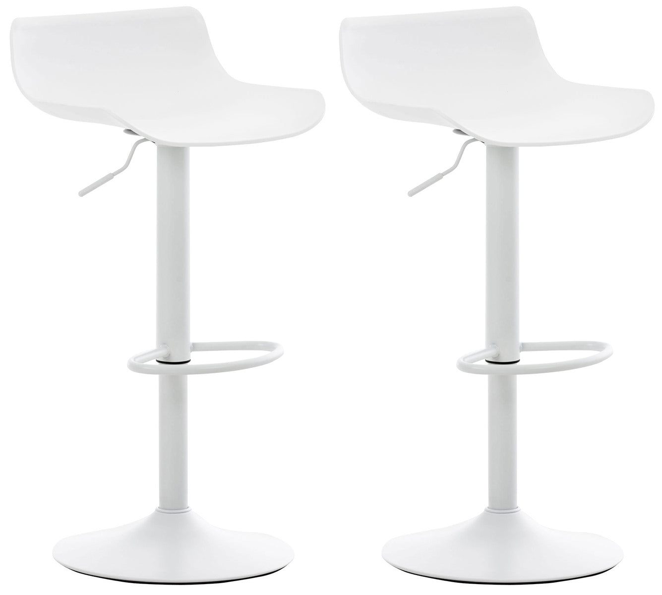 2-delige Set Ergonomische Barkrukken - In Hoogte Verstelbaar - Kunststof Zitschaal Kleur wit