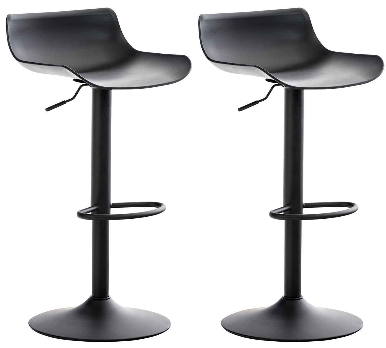 2-delige Set Ergonomische Barkrukken - In Hoogte Verstelbaar - Kunststof Zitschaal Kleur zwart