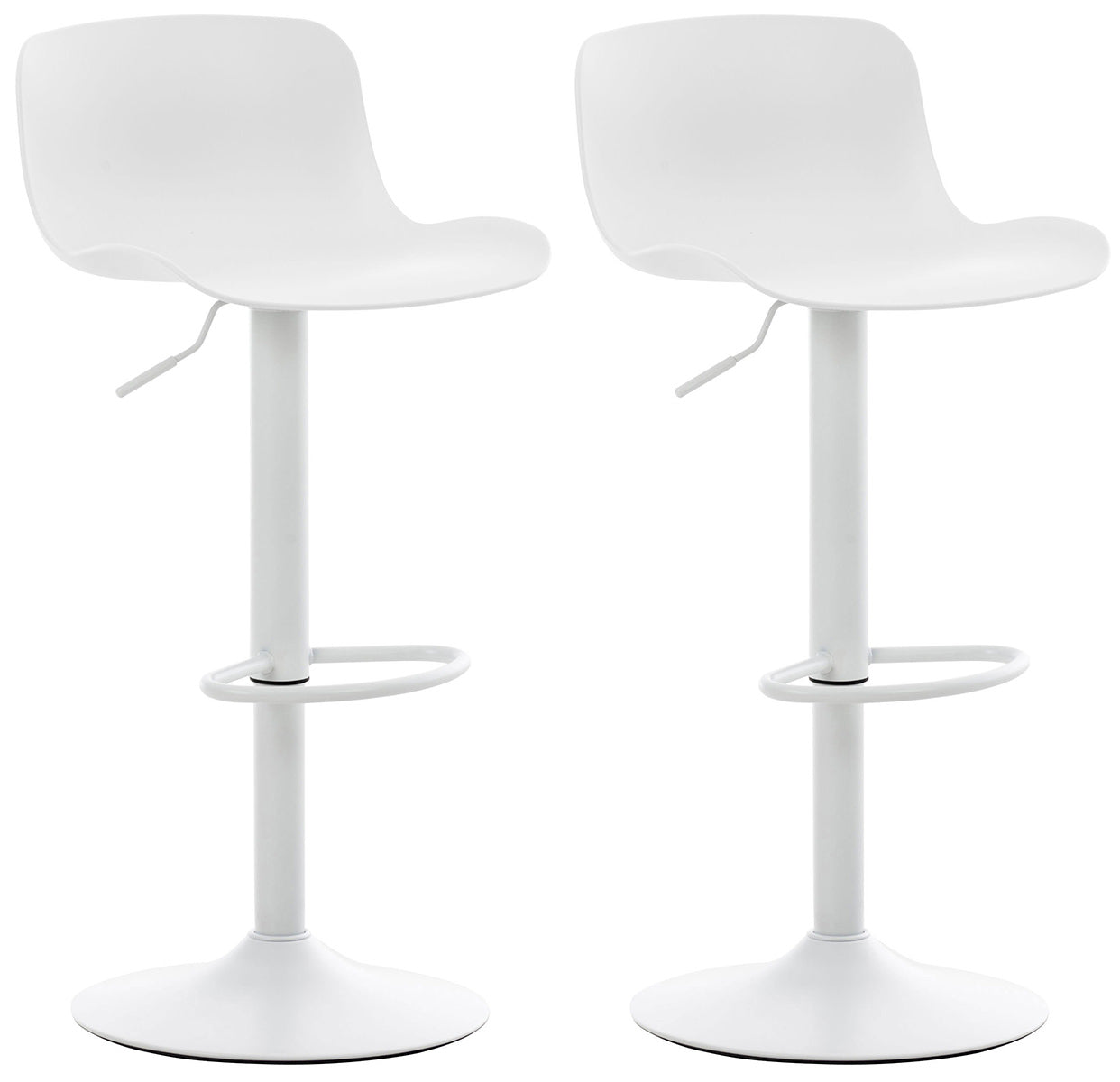 Set van 2 Verstelbare Barkrukken - Counter Krukken - Comfortabele Zitting, Vloerveilige Stand Kleur wit