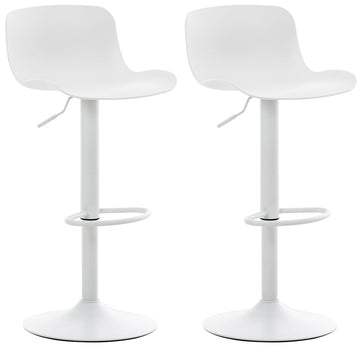 Set van 2 Verstelbare Barkrukken - Counter Krukken - Comfortabele Zitting, Vloerveilige Stand Kleur wit