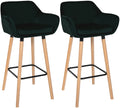 Barkrukken set, Fluwelen stoelen, Hoog zitcomfort - Modern - Beukenhout Kleur groen
