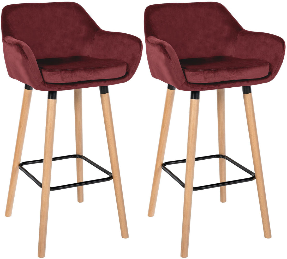 Barkrukken set, Fluwelen stoelen, Hoog zitcomfort - Modern - Beukenhout Kleur groen