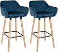 Set van 2 Fluwelen Barkrukken - Luxe Krukken - Comfortabele Bekleding Kleur blauw