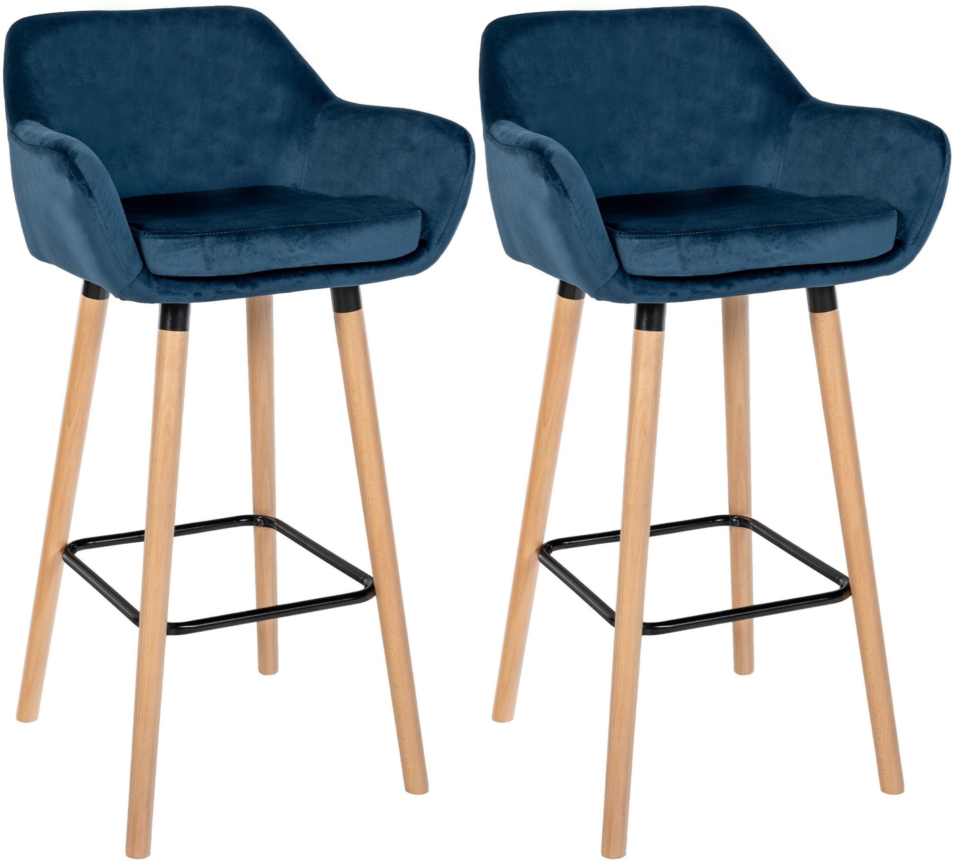 Set van 2 Fluwelen Barkrukken - Luxe Krukken - Comfortabele Bekleding Kleur blauw