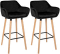 Barkrukken set, Fluwelen stoelen, Hoog zitcomfort - Modern - Beukenhout Kleur zwart