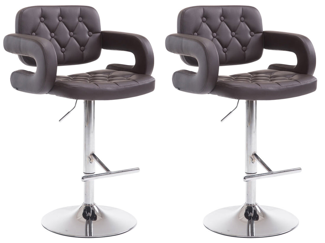 2-delige Set Barkrukken - Bistrokrukken - Comfortabele, 360° Draaibare Zitting Kleur bruin
