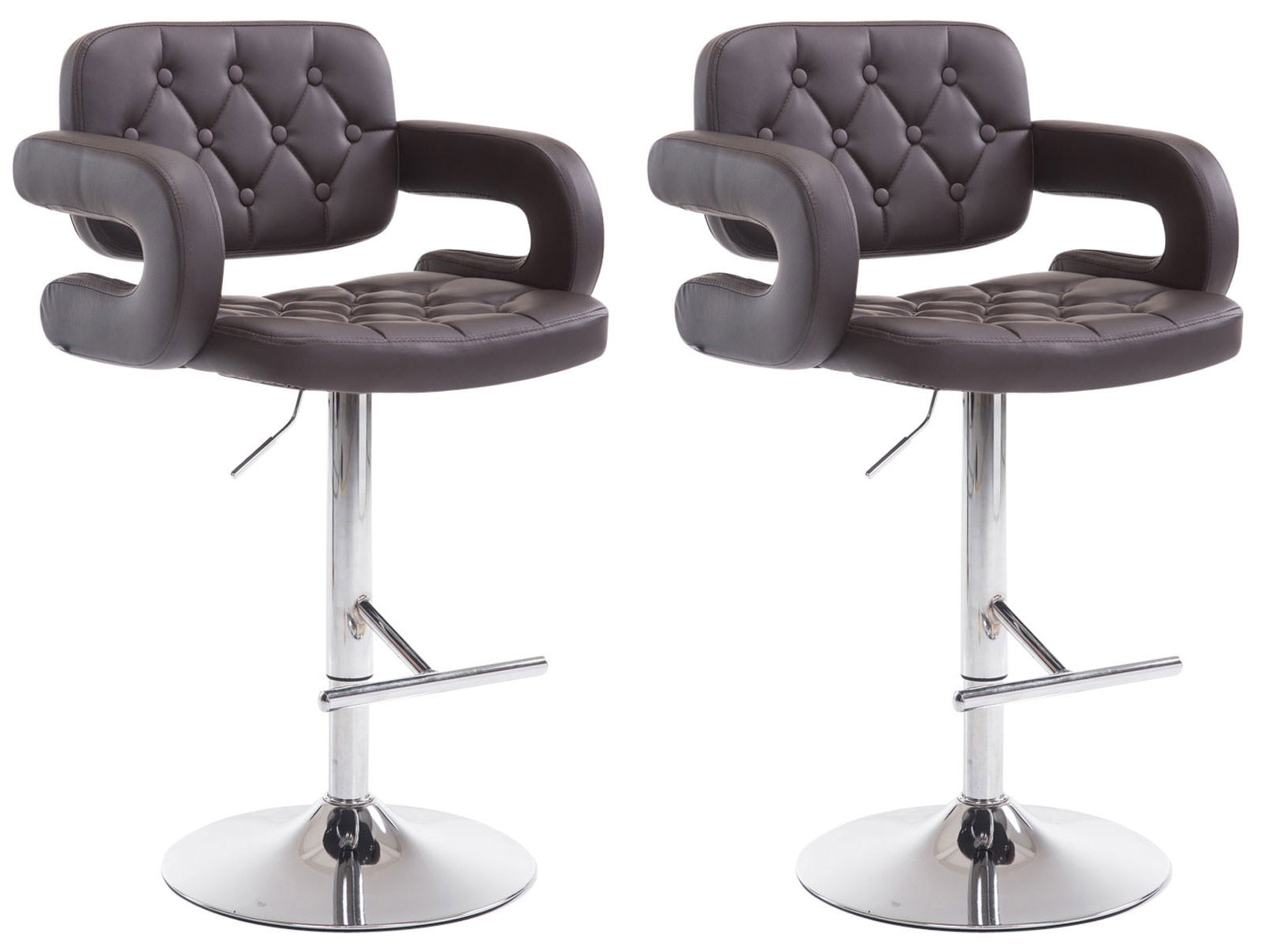 2-delige Set Barkrukken - Bistrokrukken - Comfortabele, 360° Draaibare Zitting Kleur bruin