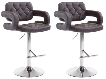 2-delige Set Barkrukken - Bistrokrukken - Comfortabele, 360° Draaibare Zitting Kleur bruin