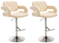 2-delige Set Barkrukken - Bistrokrukken - Comfortabele, 360° Draaibare Zitting Kleur crème