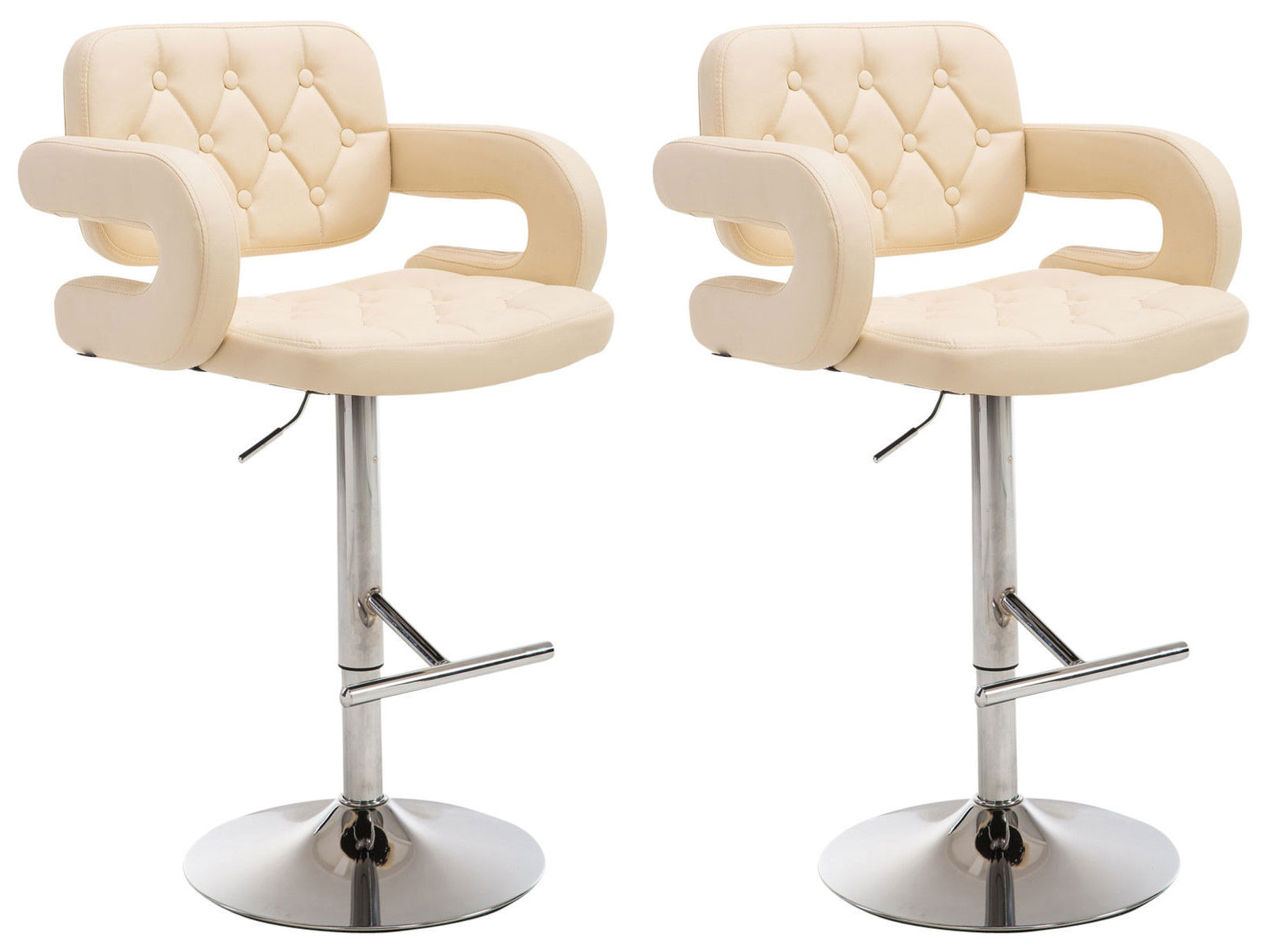 2-delige Set Barkrukken - Bistrokrukken - Comfortabele, 360° Draaibare Zitting Kleur crème