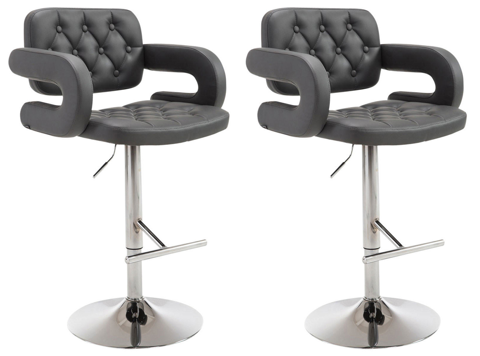 2-delige Set Barkrukken - Bistrokrukken - Comfortabele, 360° Draaibare Zitting Kleur grijs