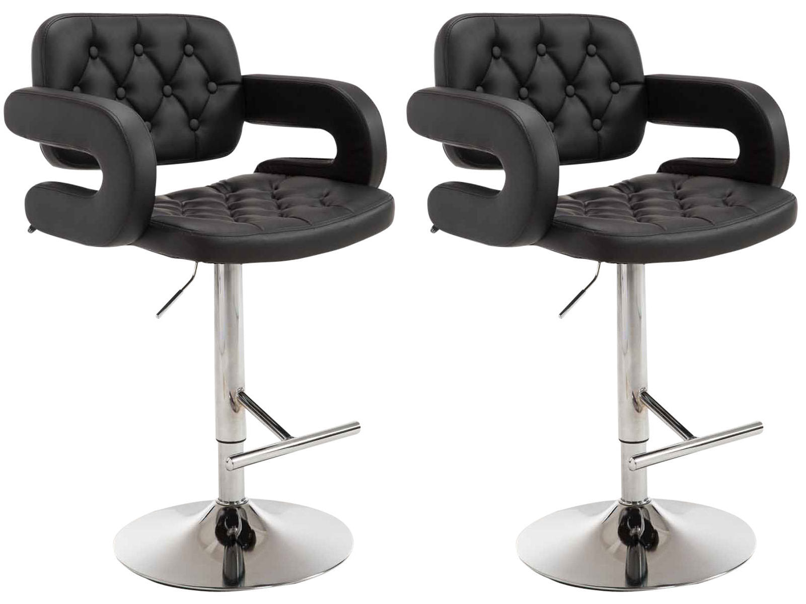 2-delige Set Barkrukken - Bistrokrukken - Comfortabele, 360° Draaibare Zitting Kleur zwart