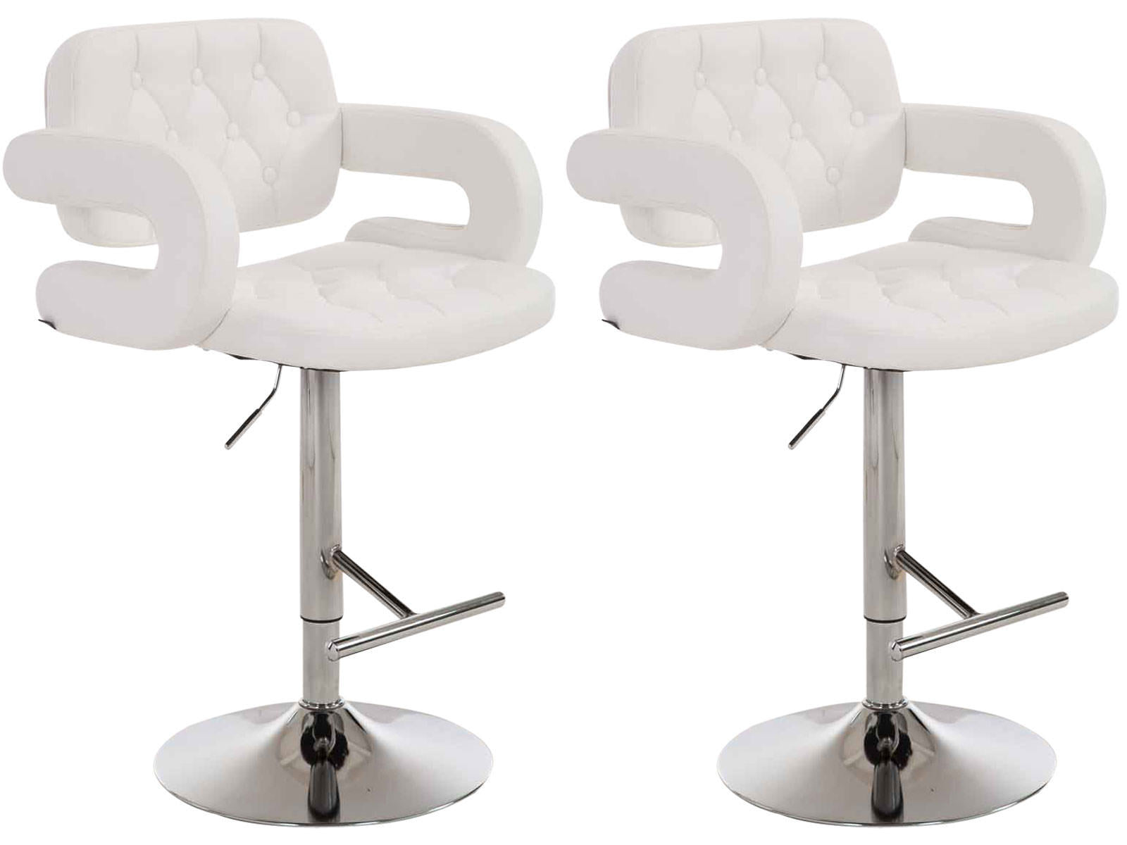 Set van 2 Ergonomische Barkrukken - Kunstleren Zitting - 360° Draaibaar & Verstelbaar Kleur wit
