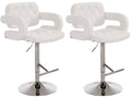 Set van 2 Ergonomische Barkrukken - Kunstleren Zitting - 360° Draaibaar & Verstelbaar Kleur wit