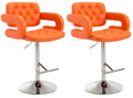 2-delige Set Barkrukken - Bistrokrukken - Comfortabele, 360° Draaibare Zitting Kleur oranje