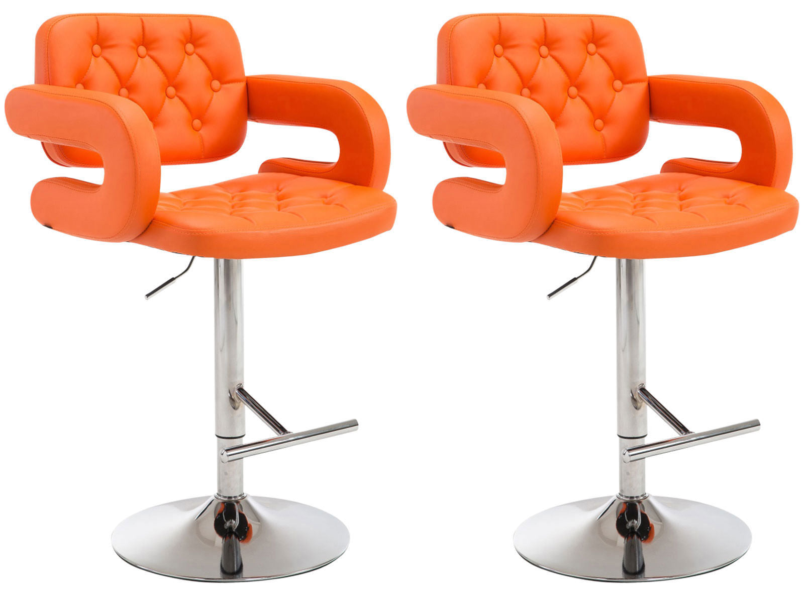 2-delige Set Barkrukken - Bistrokrukken - Comfortabele, 360° Draaibare Zitting Kleur oranje