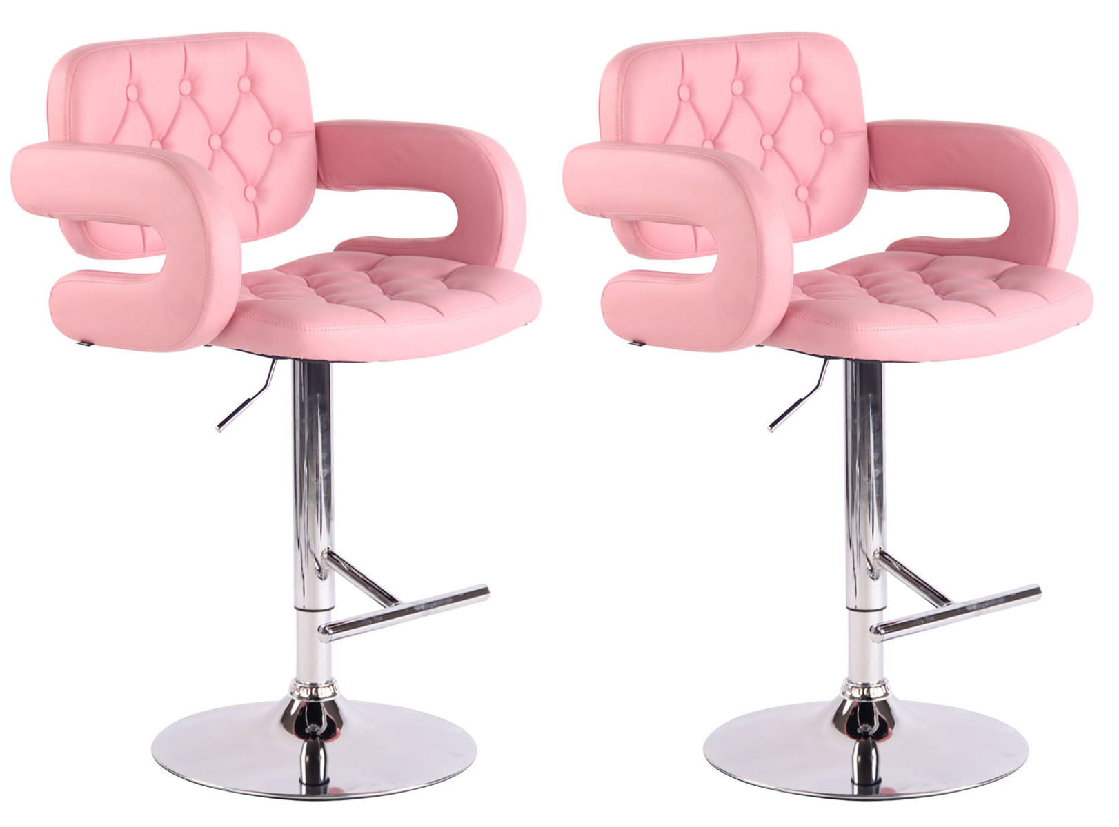 2-delige Set Barkrukken - Bistrokrukken - Comfortabele, 360° Draaibare Zitting Kleur roze
