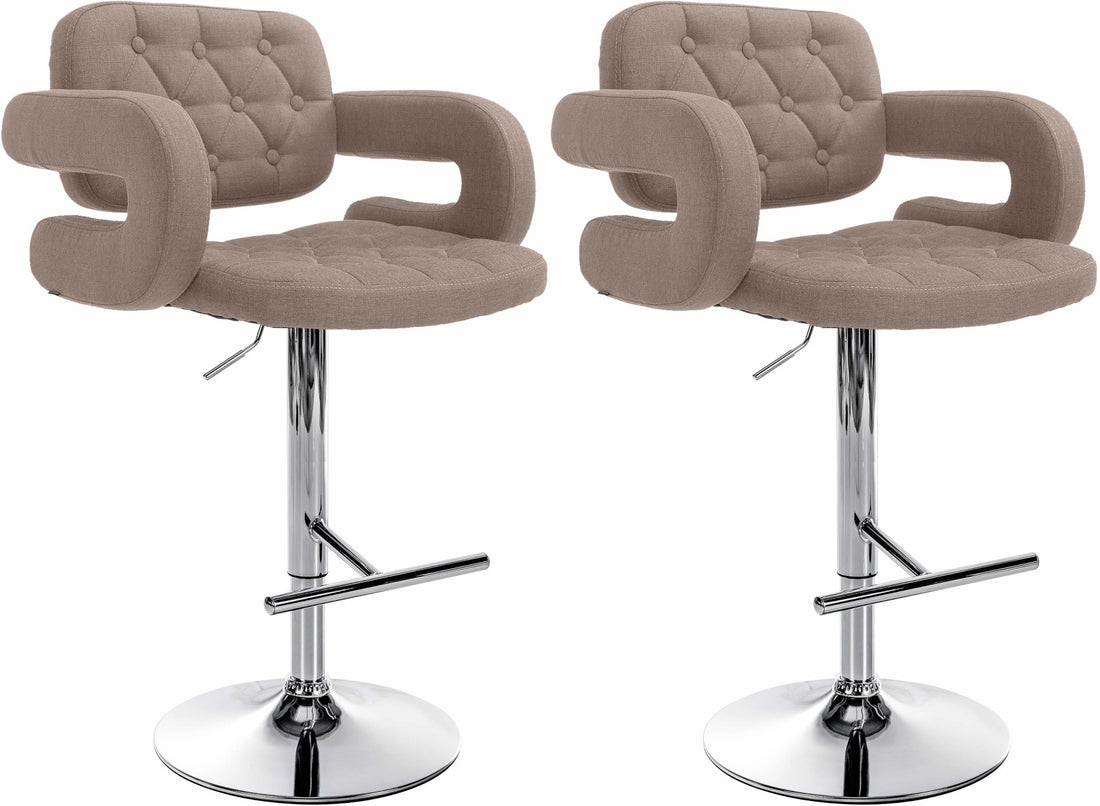Set van 2 Draaibare Barkrukken - Barstoelen - Comfortabele Zitting & In Hoogte Verstelbaar Kleur taupe